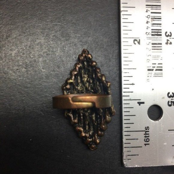 Copper Rhinestone Diamond Ring As Is Adjustable Glam Bling Retro Drag Statement - Picture 5 of 5